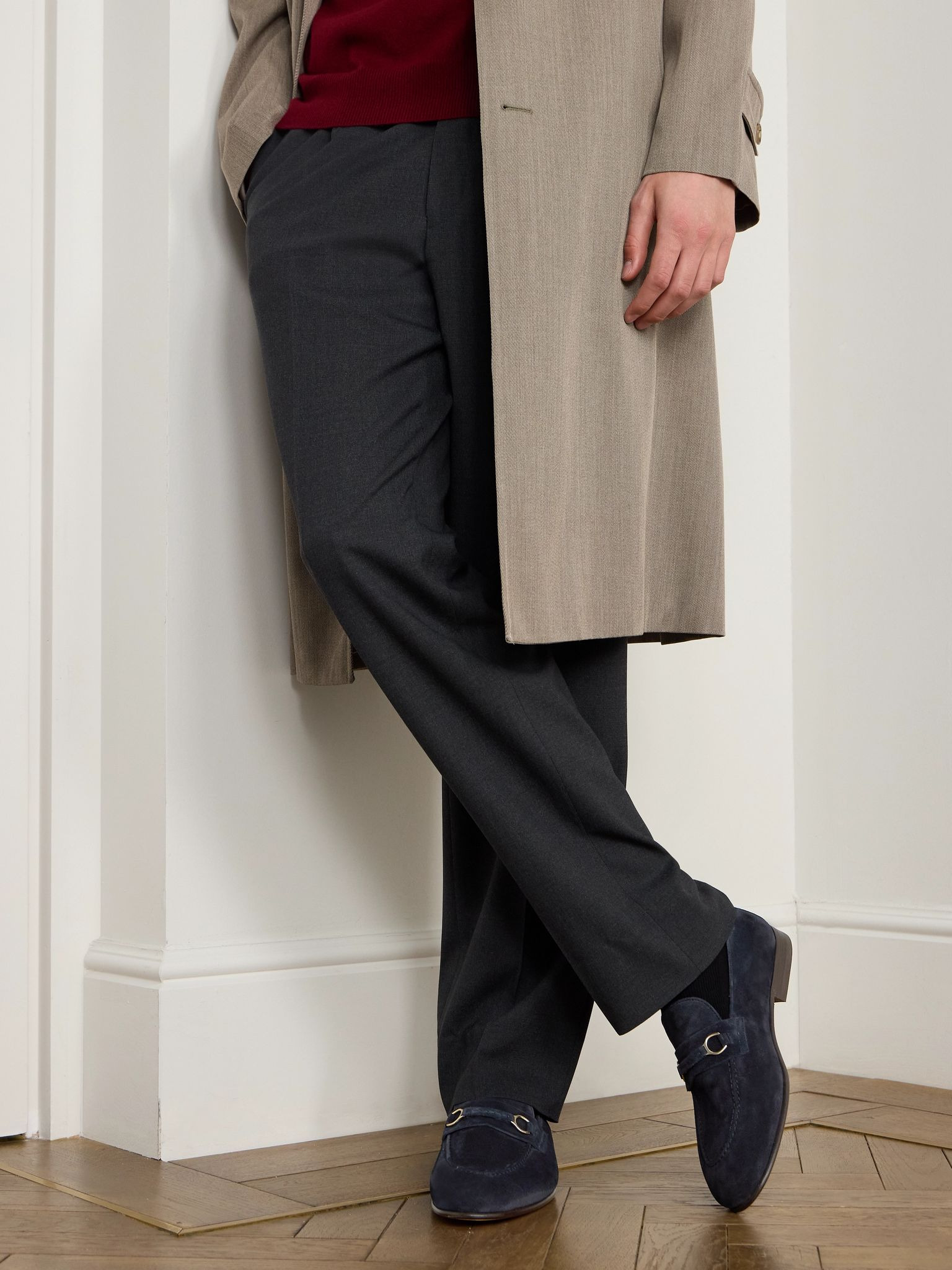 Embellished Suede Loafers Navy - 2