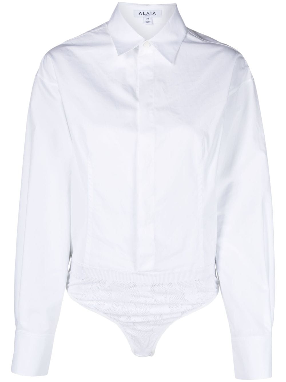 pointed-collar poplin bodysuit - 1