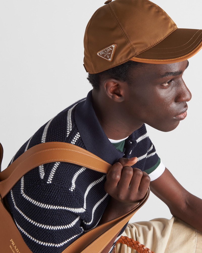 Prada Re-Nylon and leather baseball cap outlook
