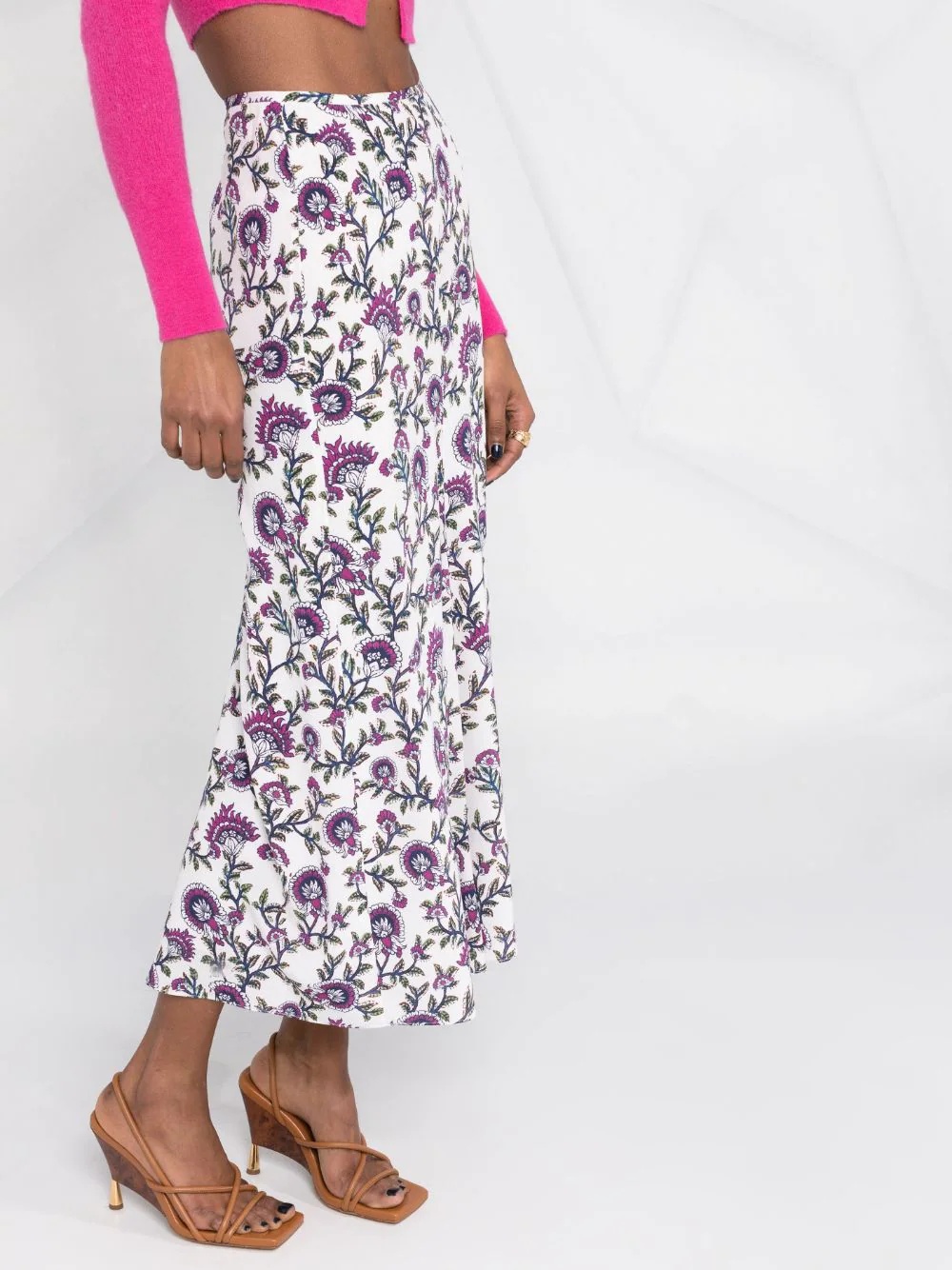 high-waisted floral-print skirt - 5