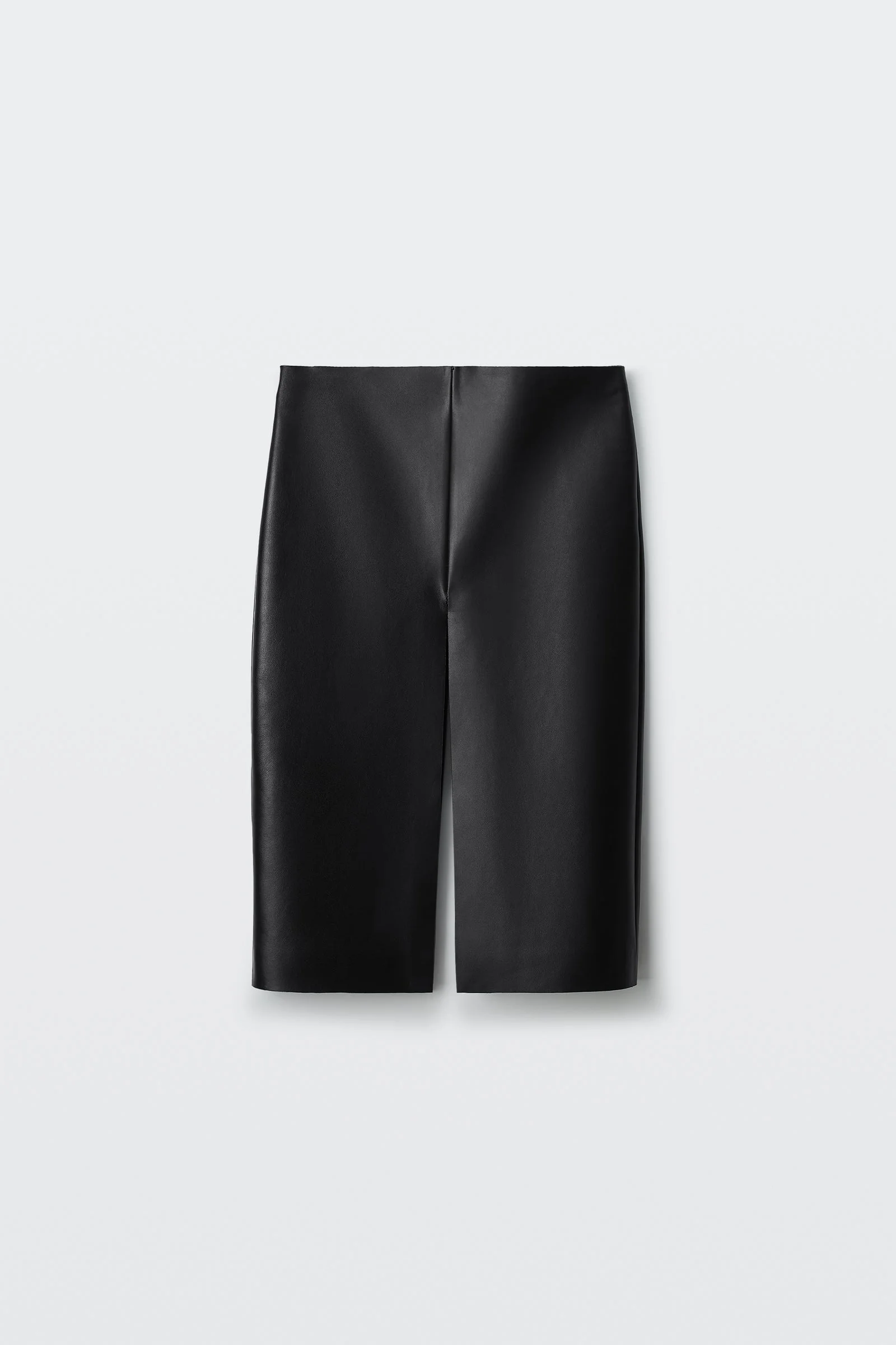 leather midi skirt with slash vent - 1