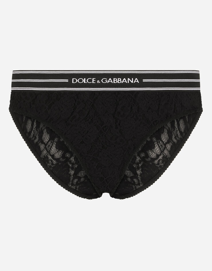 Lace briefs with branded elastic - 1