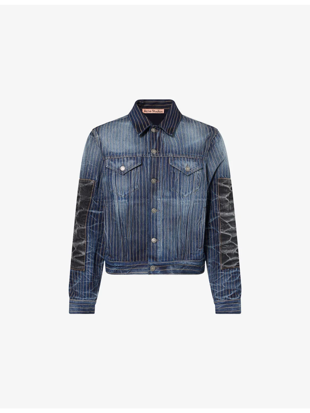Rye U Patchwork Pinstripe Denim Jacket - 1
