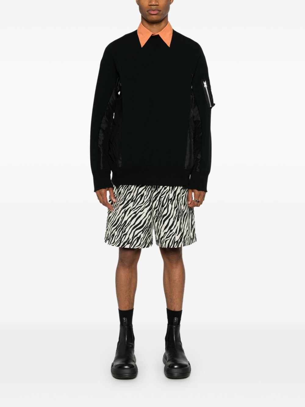 panelled crew-neck sweatshirt - 2