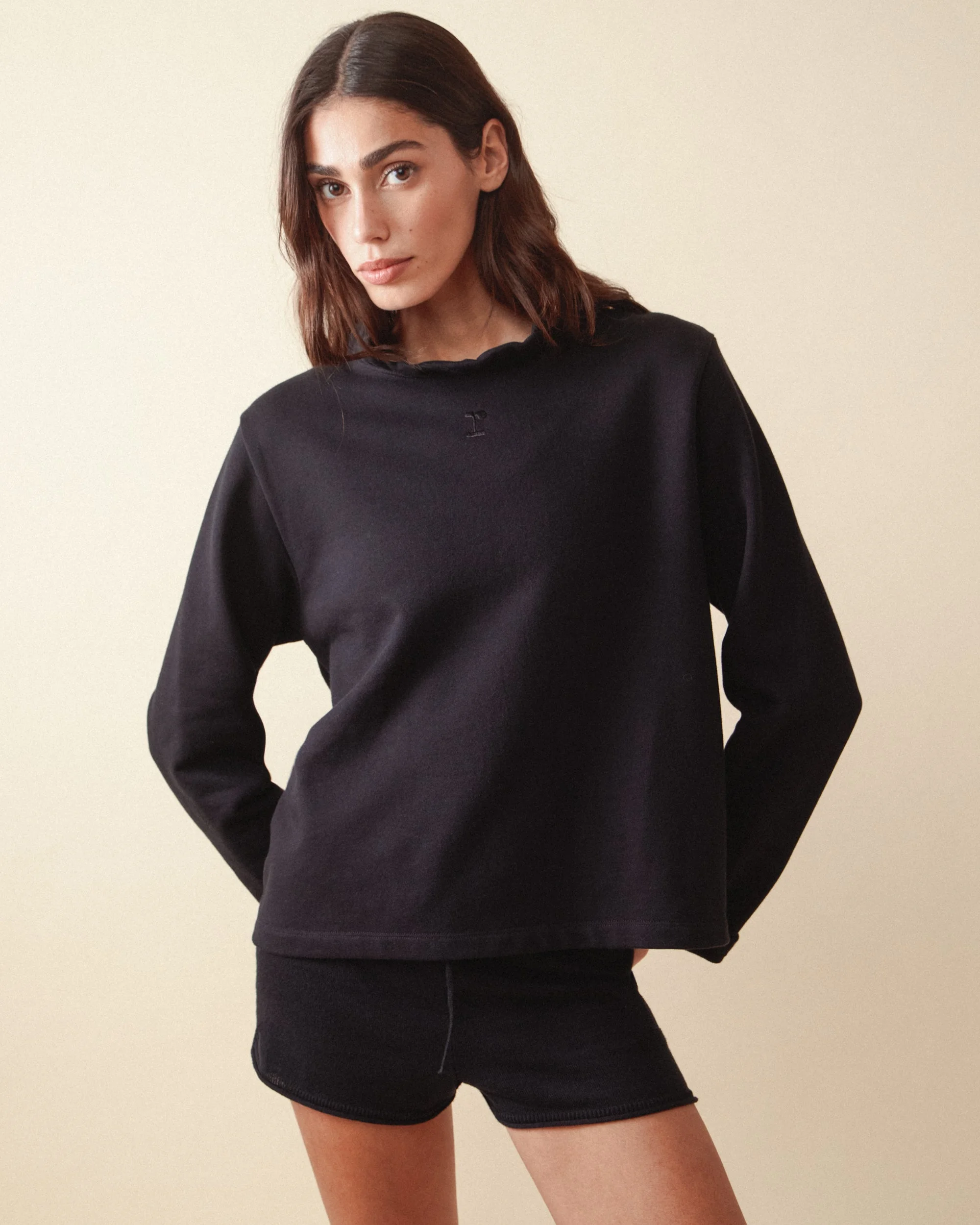 Ruffled Collar Sweatshirt - 1