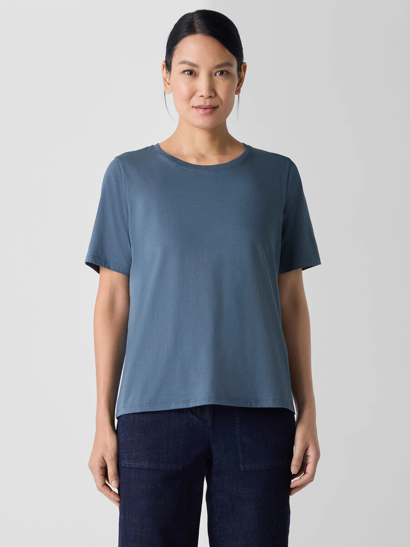 EILEEN FISHER Organic Pima Cotton Jersey Round Neck Tee outlook