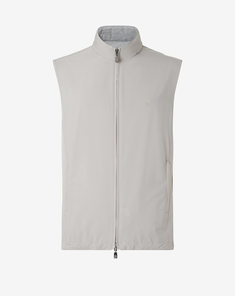 Beige reversible technical fabric waistcoat 1