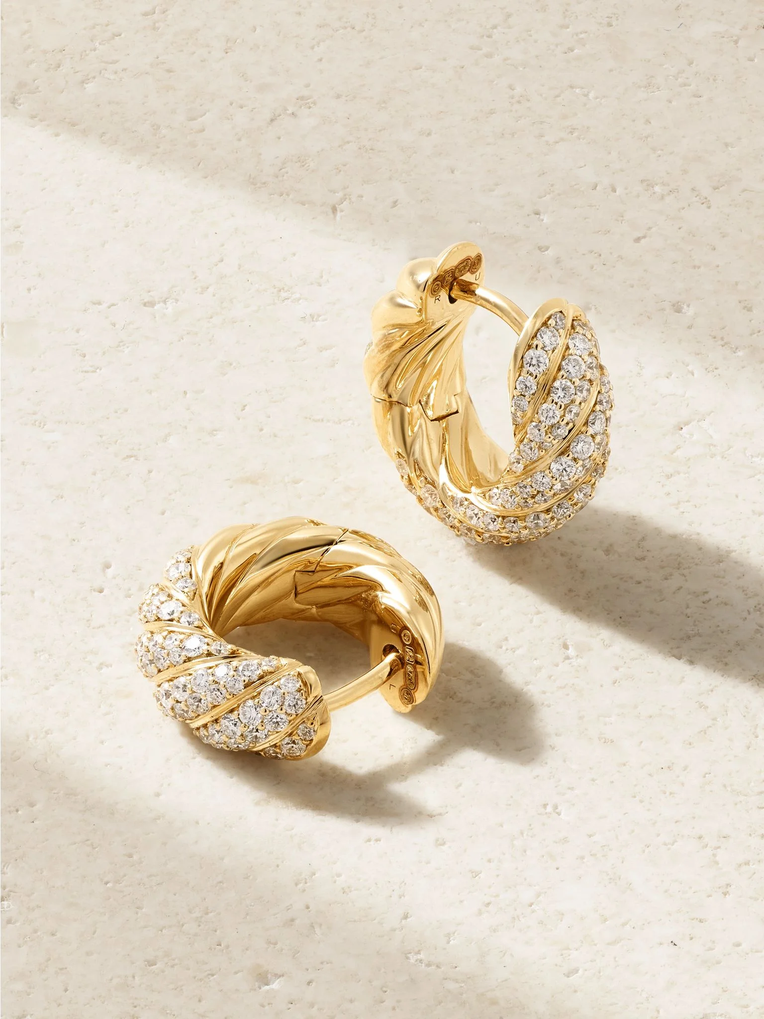 Sculpted Cable 18-karat gold diamond hoop earrings Gold - 1