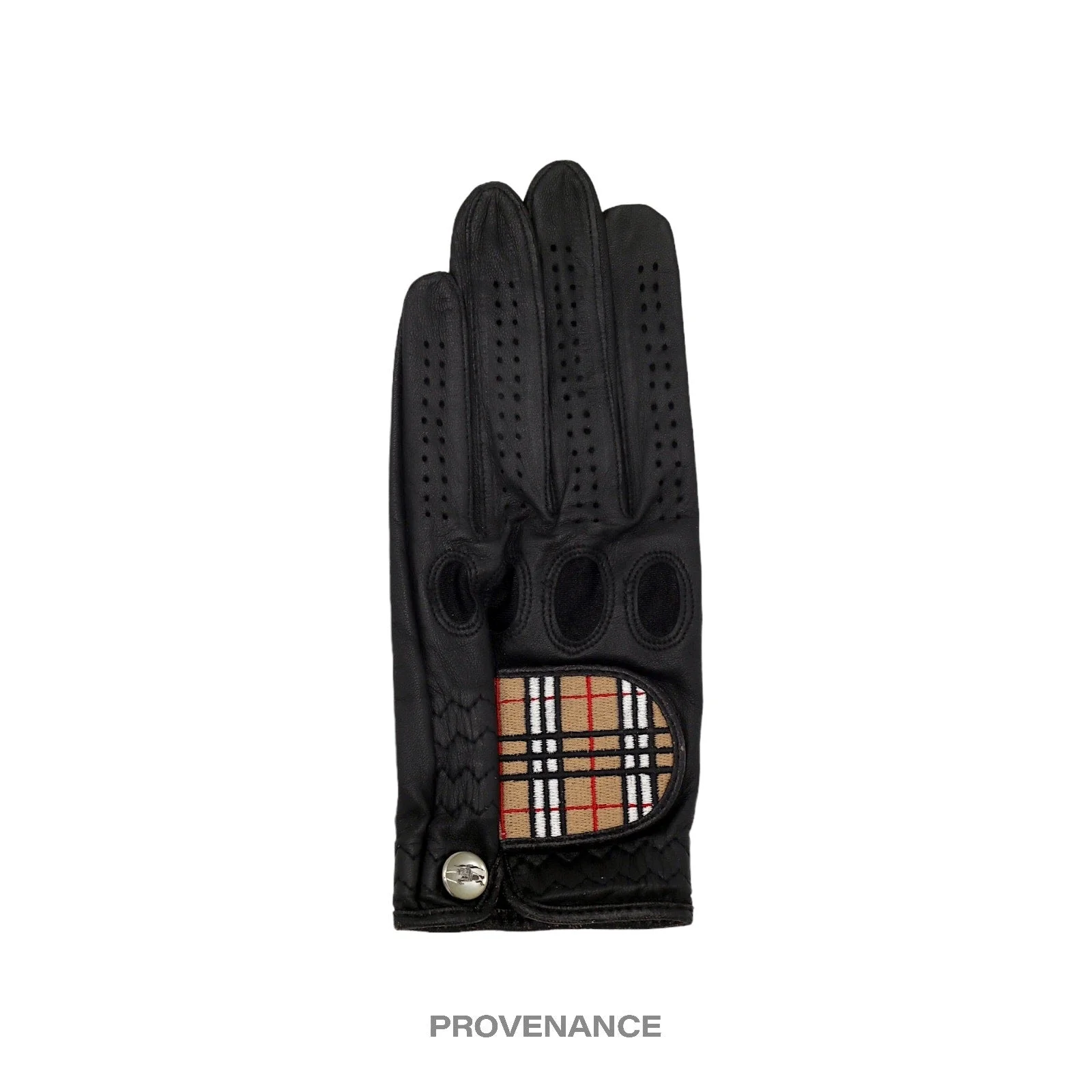 Burberry Golf Glove - Black Leather Nova Check M - 1