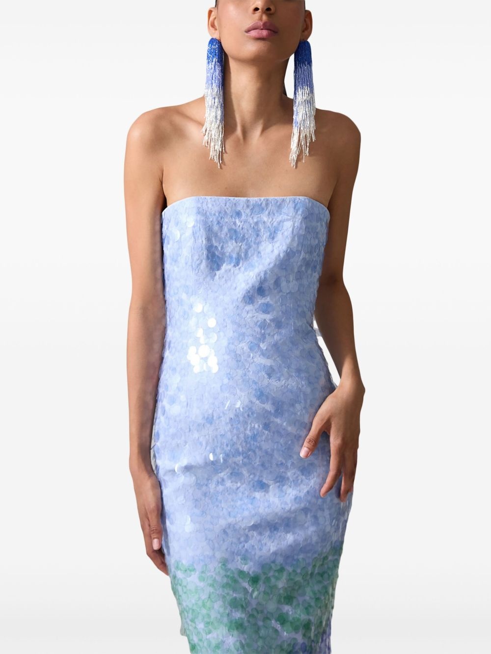 sequinned ombré midi dress - 4