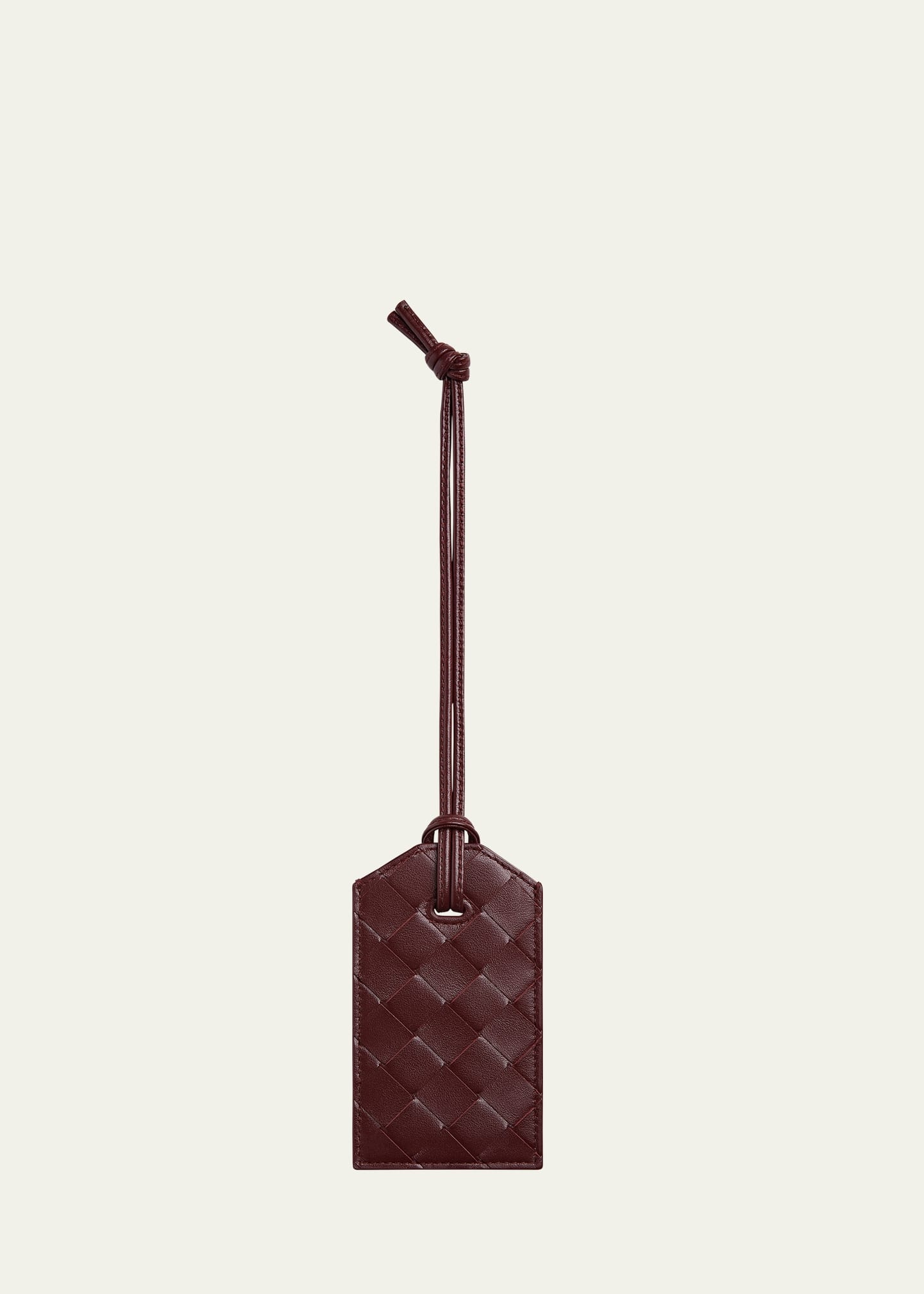 Men's Intrecciato Leather Tag Holder On Strap - 1