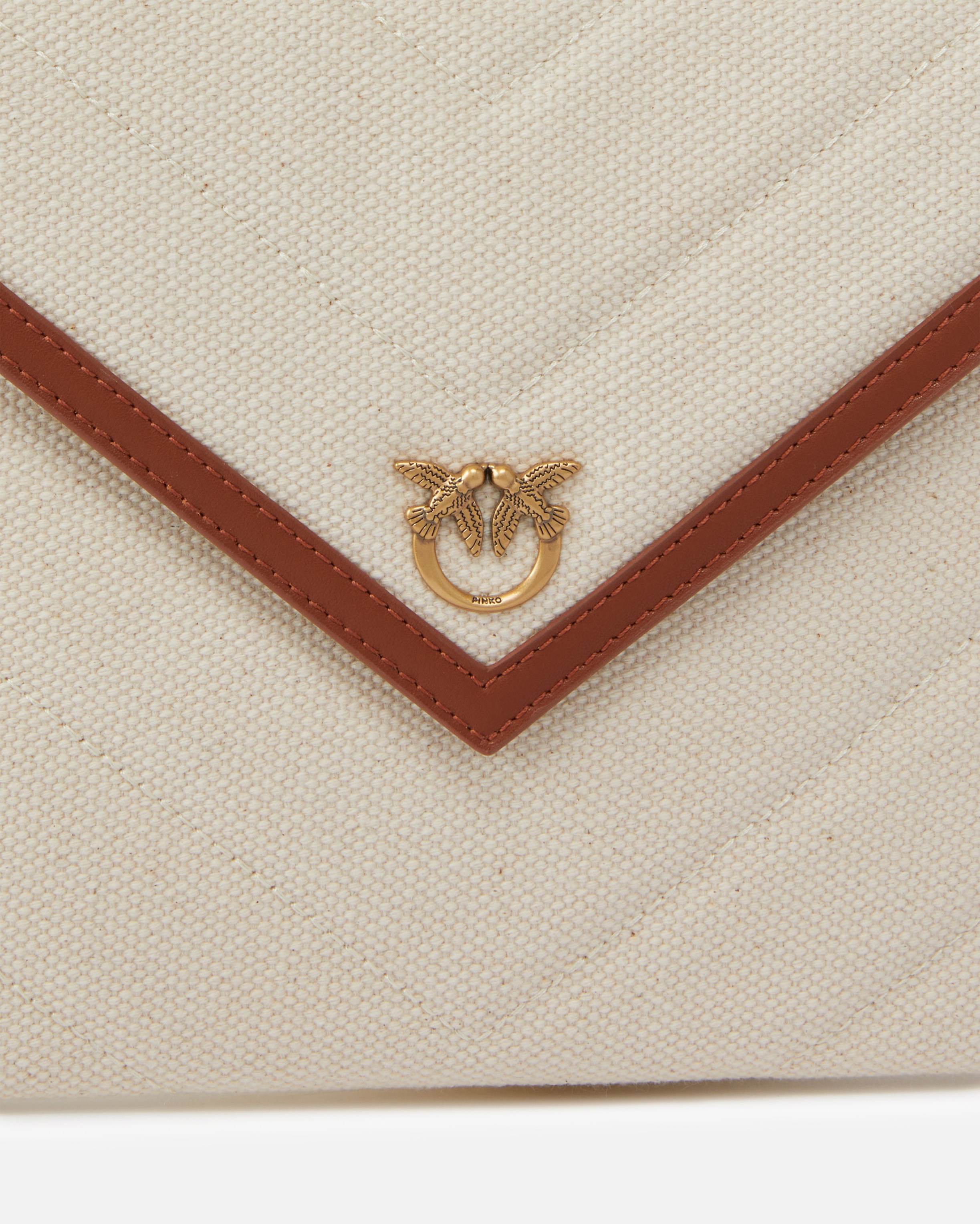 FLAT CANVAS CLUTCH BAG WITH LEATHER TRIM - 3