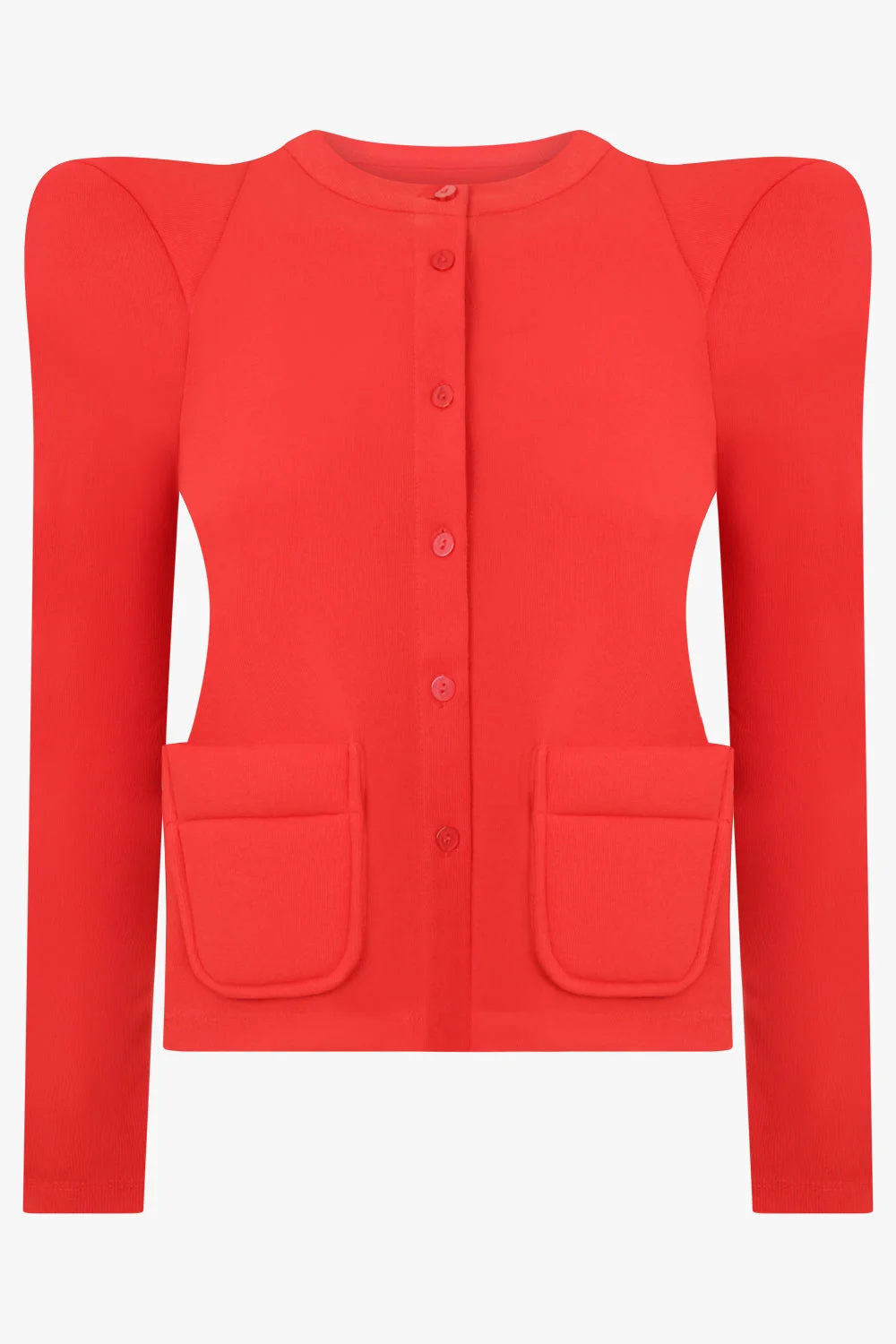 FOAMY SHOULDER CARDIGAN JACKET | BOLD RED - 1