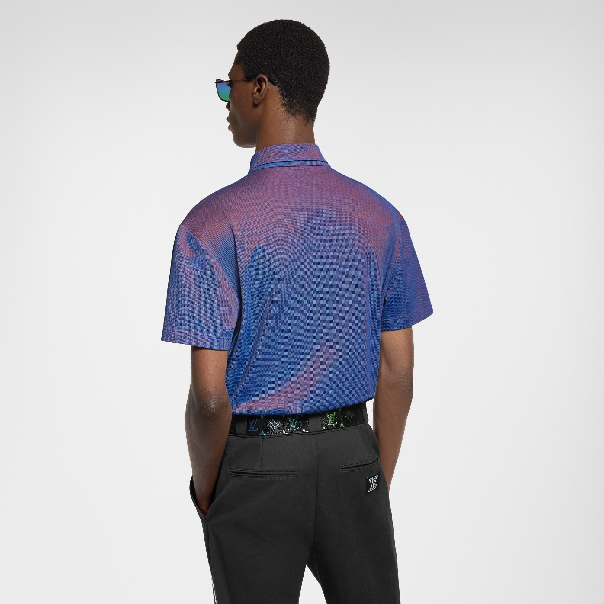 Iridescent Short-Sleeved Piqué Polo Shirt - 3