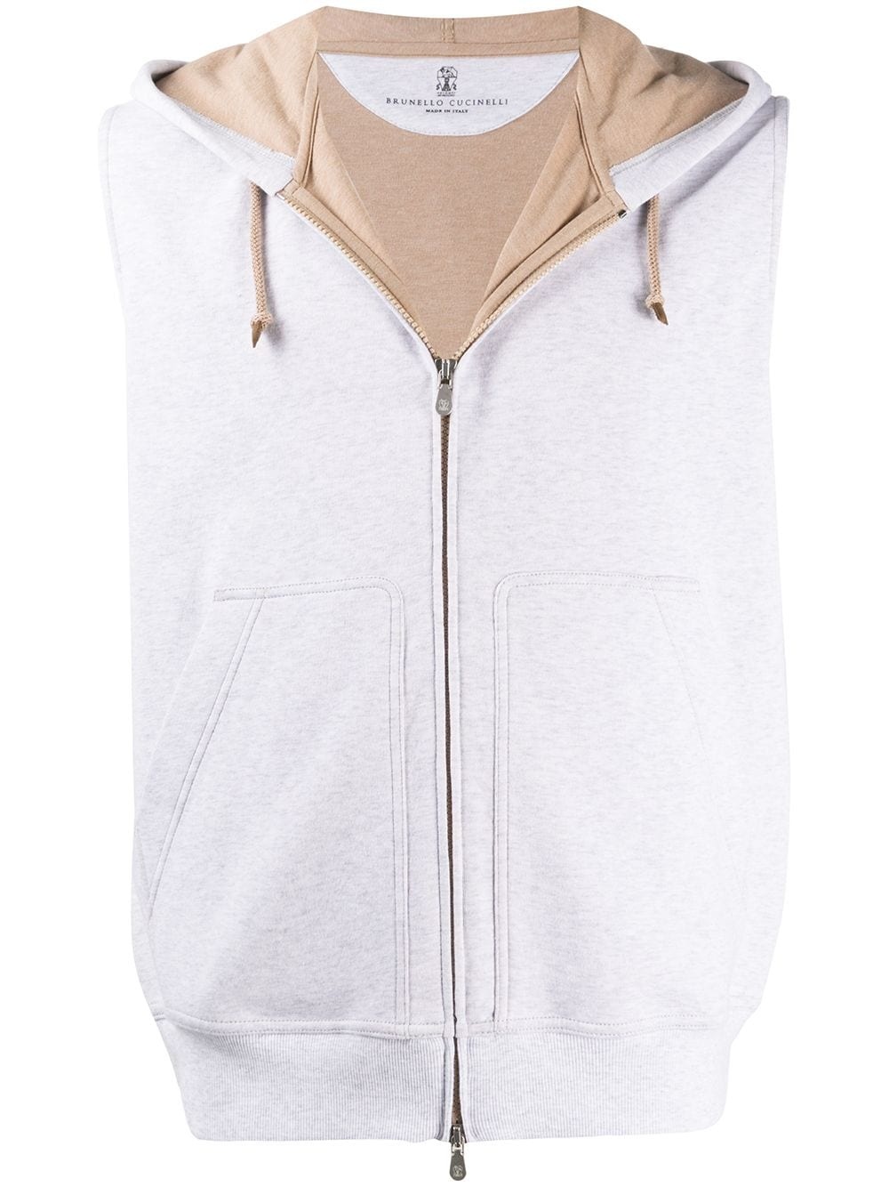 hooded zip-up gilet - 1