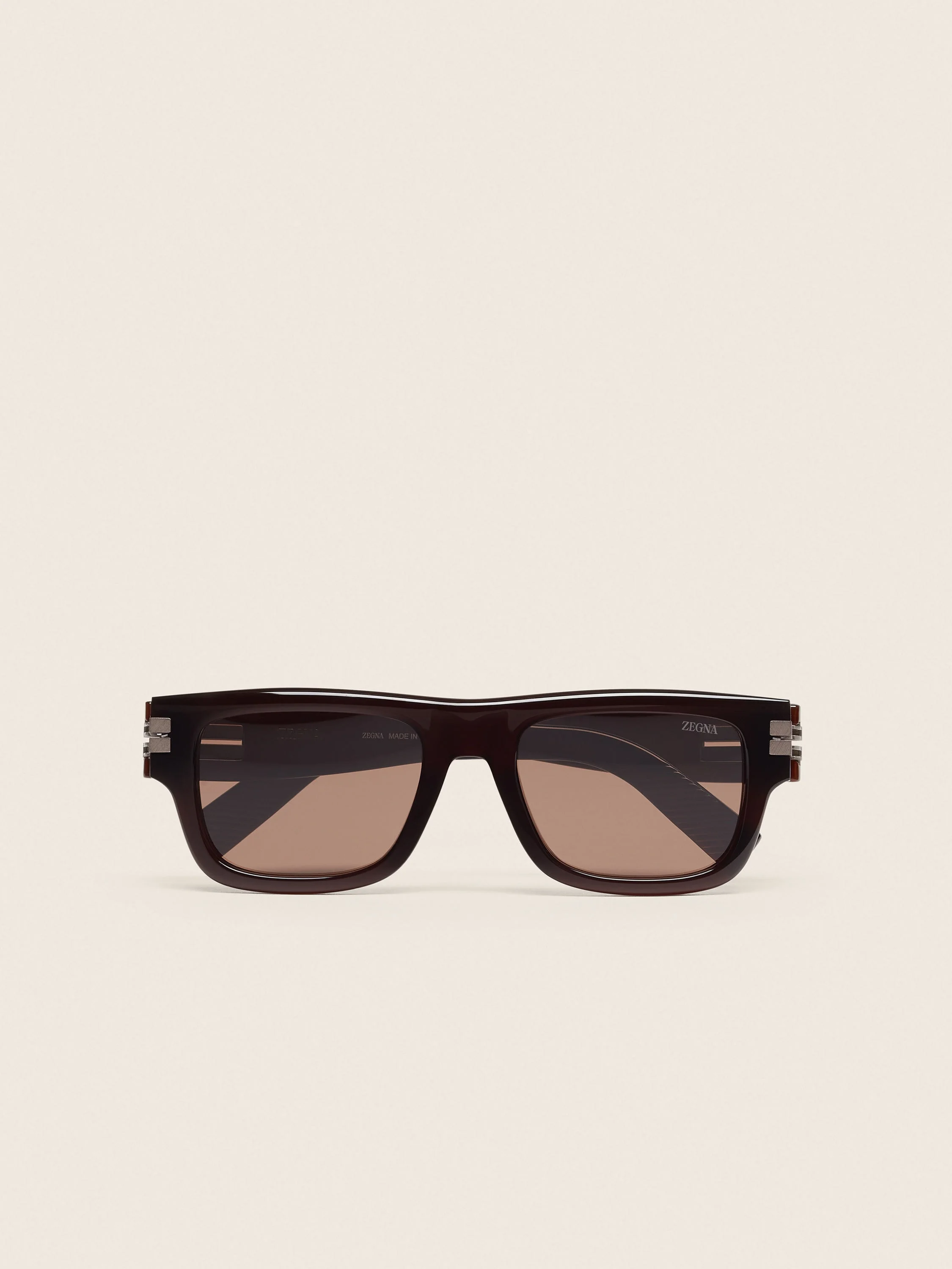TRANSPARENT BROWN AND MILKY FOLIAGE ACETATE SUNGLASSES - 1
