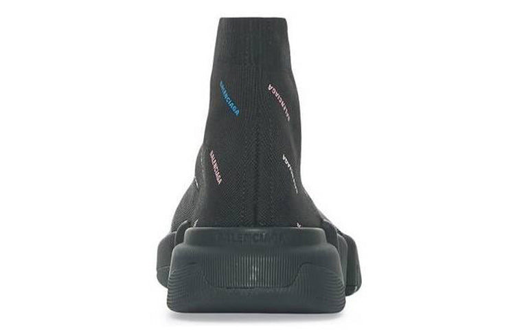 Balenciaga Speed 2.0 Sneakers 'Recycled Knit Black with Multicolor Allover Logo' 617239W2DF01088 - 4