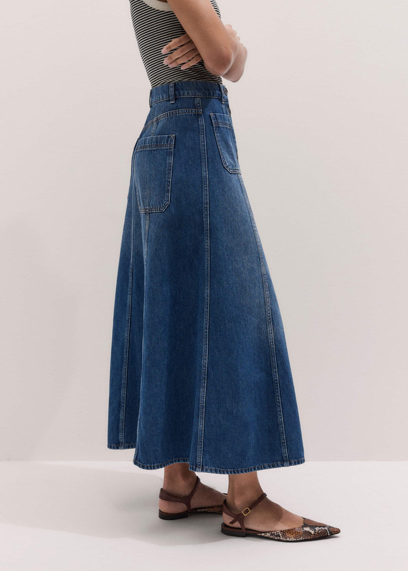 Panelled Denim Maxi Skirt 4