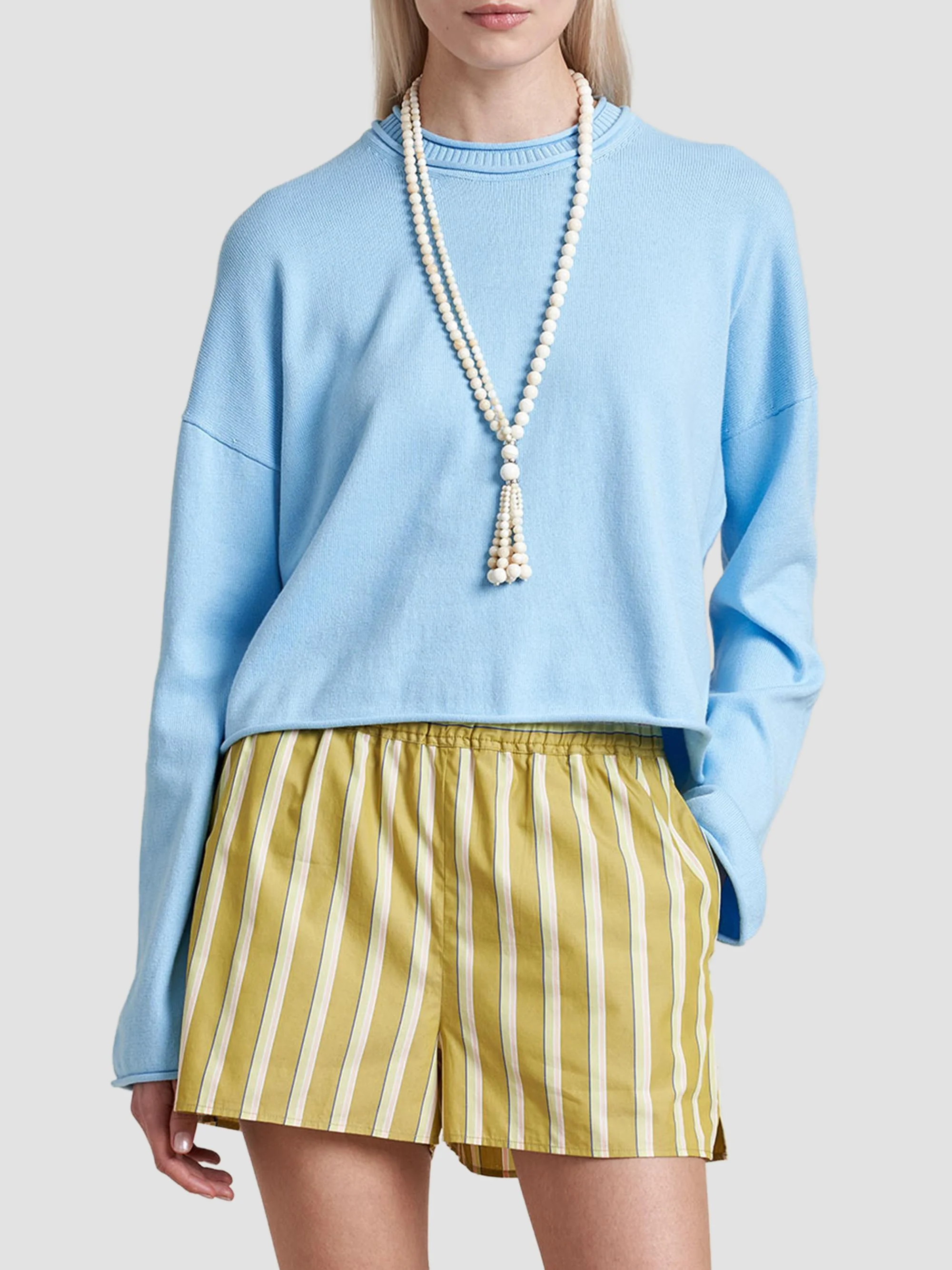 Women's Cotton Dominick Sweater - Light Blue - 1
