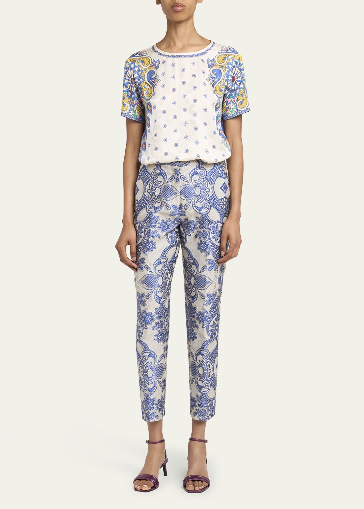 Short-Sleeve Paisley-Print Top - 2