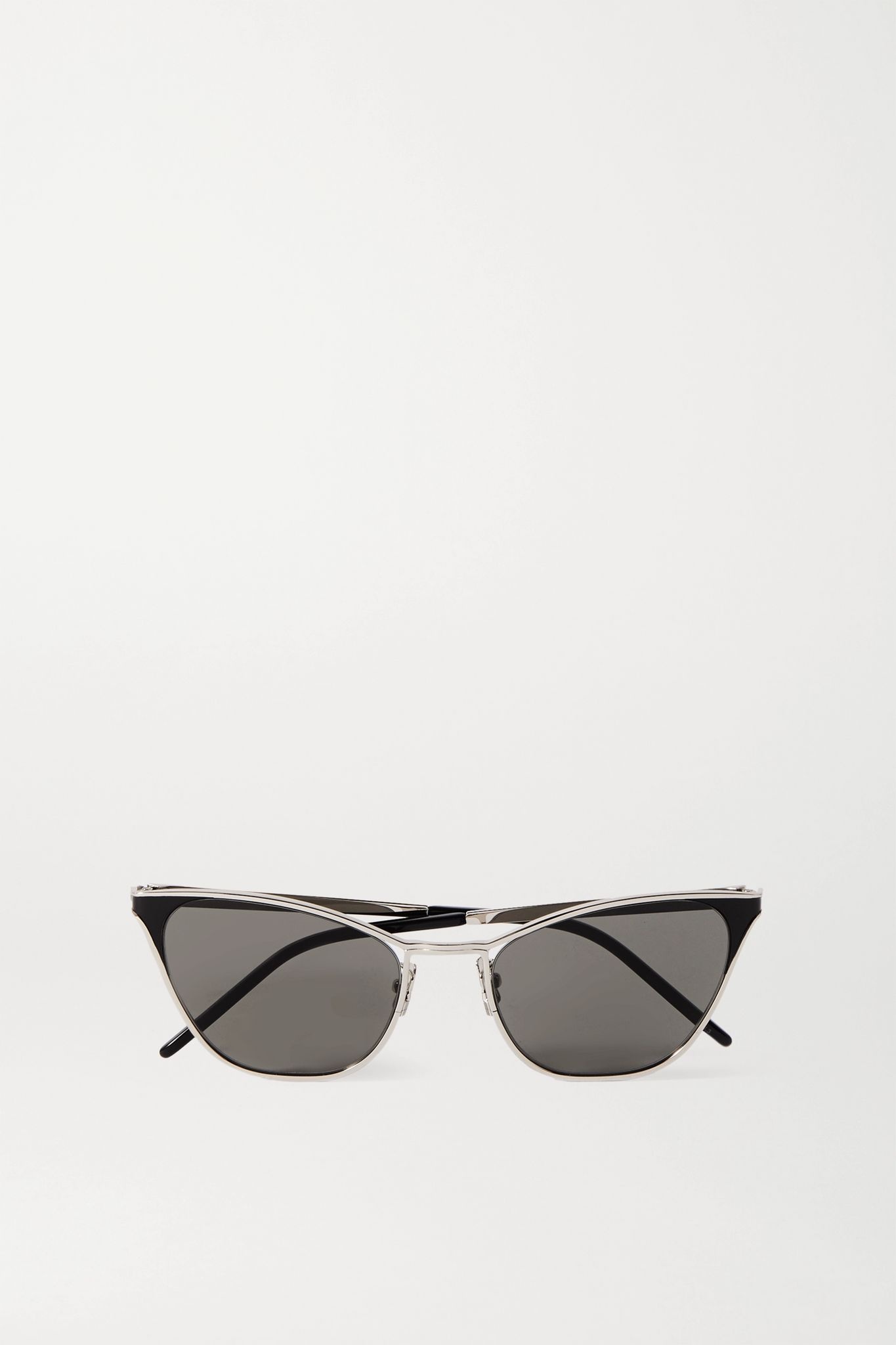 Cat-eye silver-tone and acetate sunglasses - 1