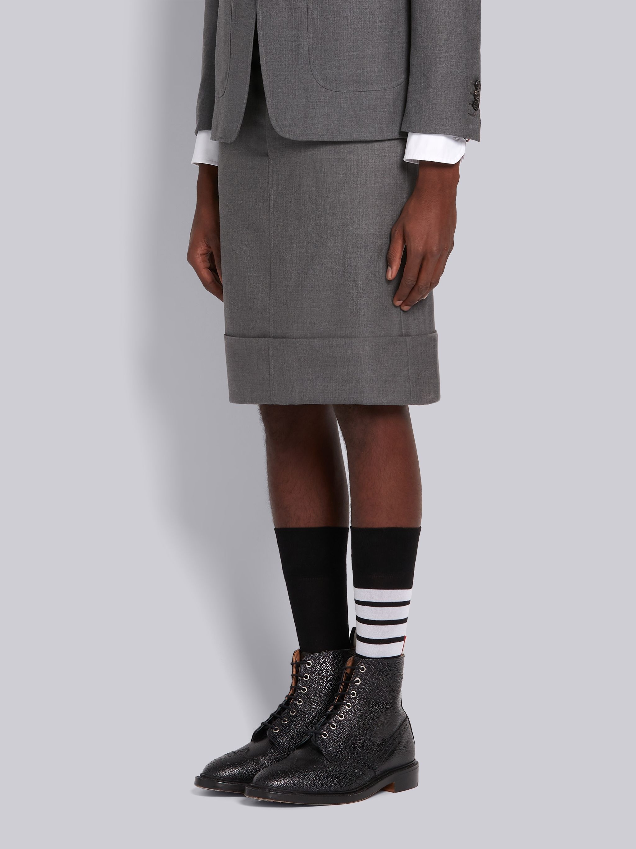 Thom Browne CLASSIC RISE KNEE LENGTH BELTLOOP SKIRT IN SUPER 120?S TWILL