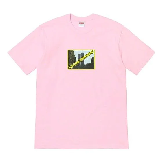 Supreme SS19 Greetings Tee Printing Short Sleeve Unisex Pink SUP-SS19-10518 - 1