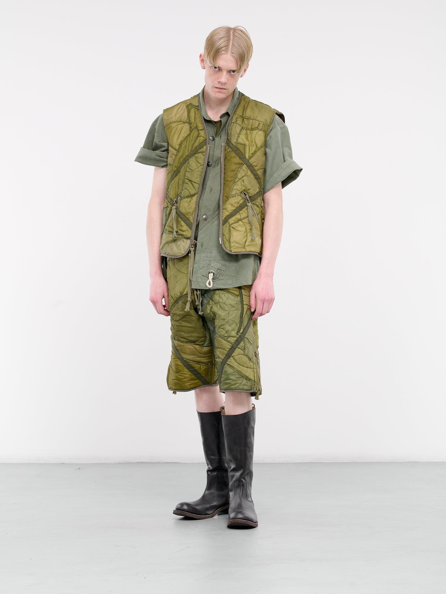 Patchwork Army Puffer Vest - 6