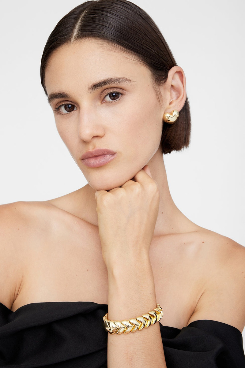 ANINE BING Layered Heart Chain Bracelet - Gold outlook