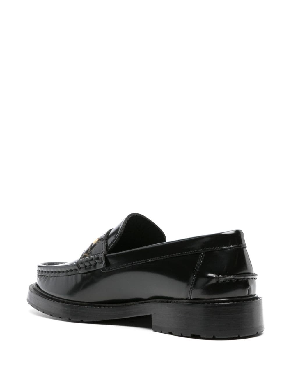 logo-lettering leather loafers - 3