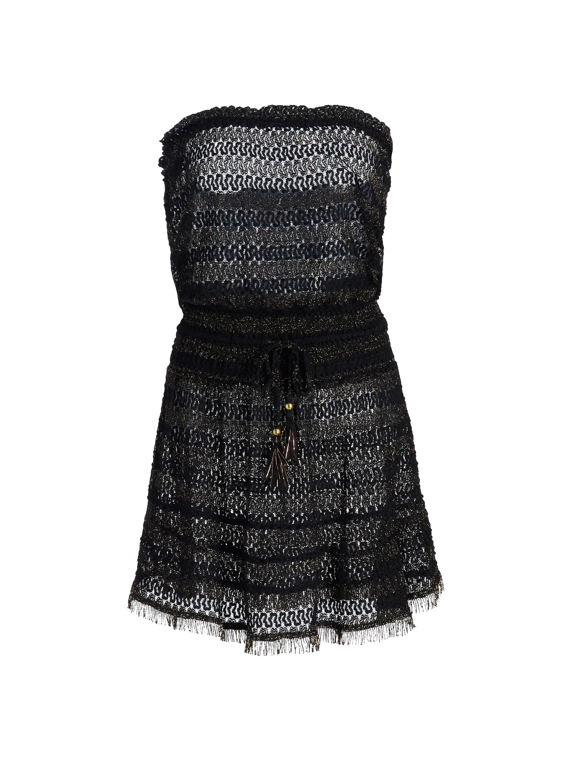 Women's Swirl Lauryn Metallic-Knit Cover-Up Minidress - Black Metallic Zigzag - 1