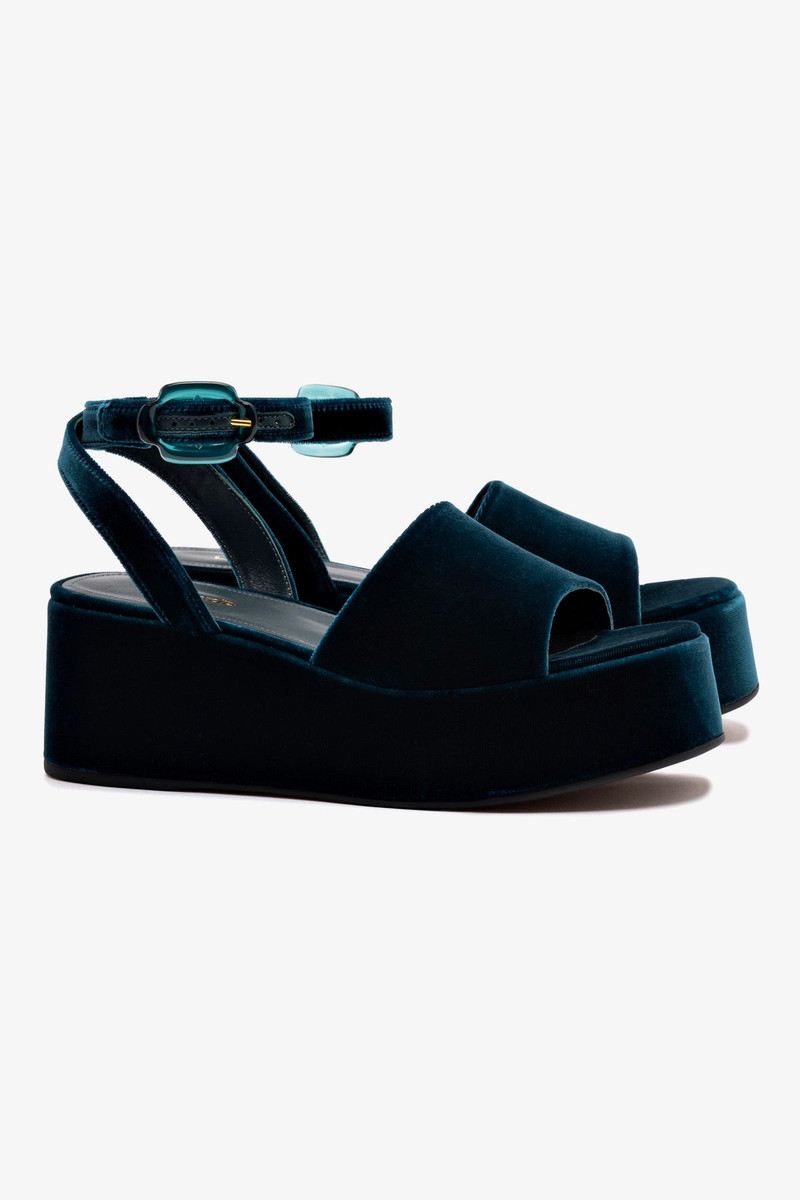 Charli Flatform Sandal In Deepsea Velvet 3