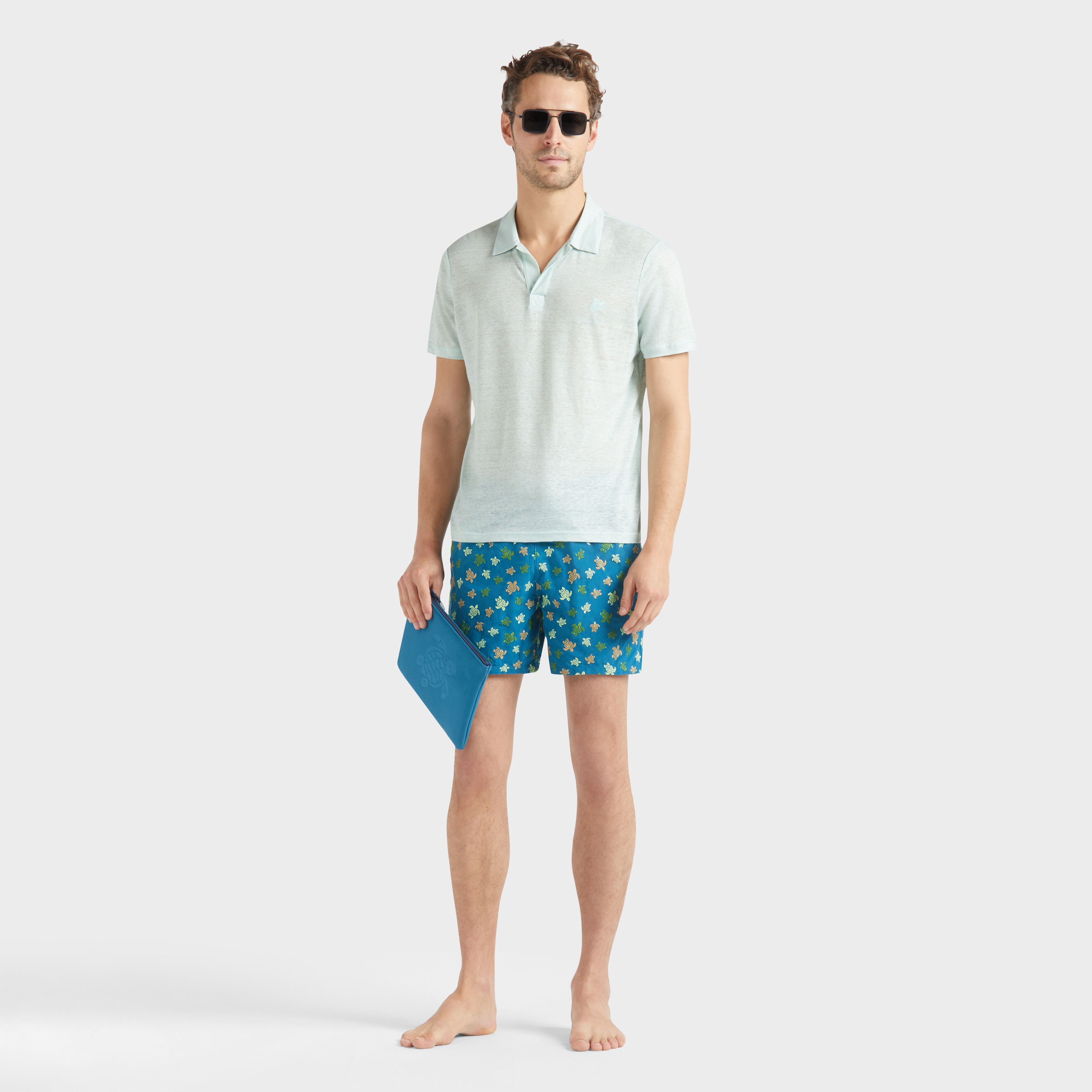 Men Linen Jersey Polo Solid - 5