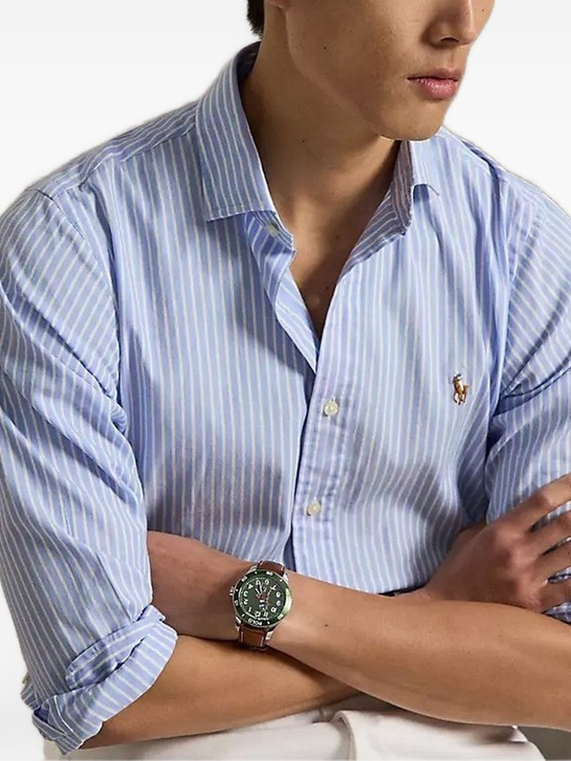 striped-pattern chest-logo shirt 4