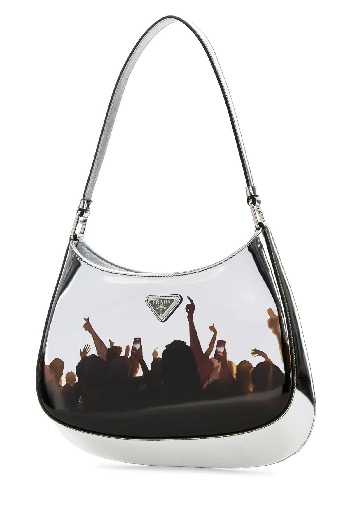 Prada Women Silver Leather Cleo Shoulder Bag - 2