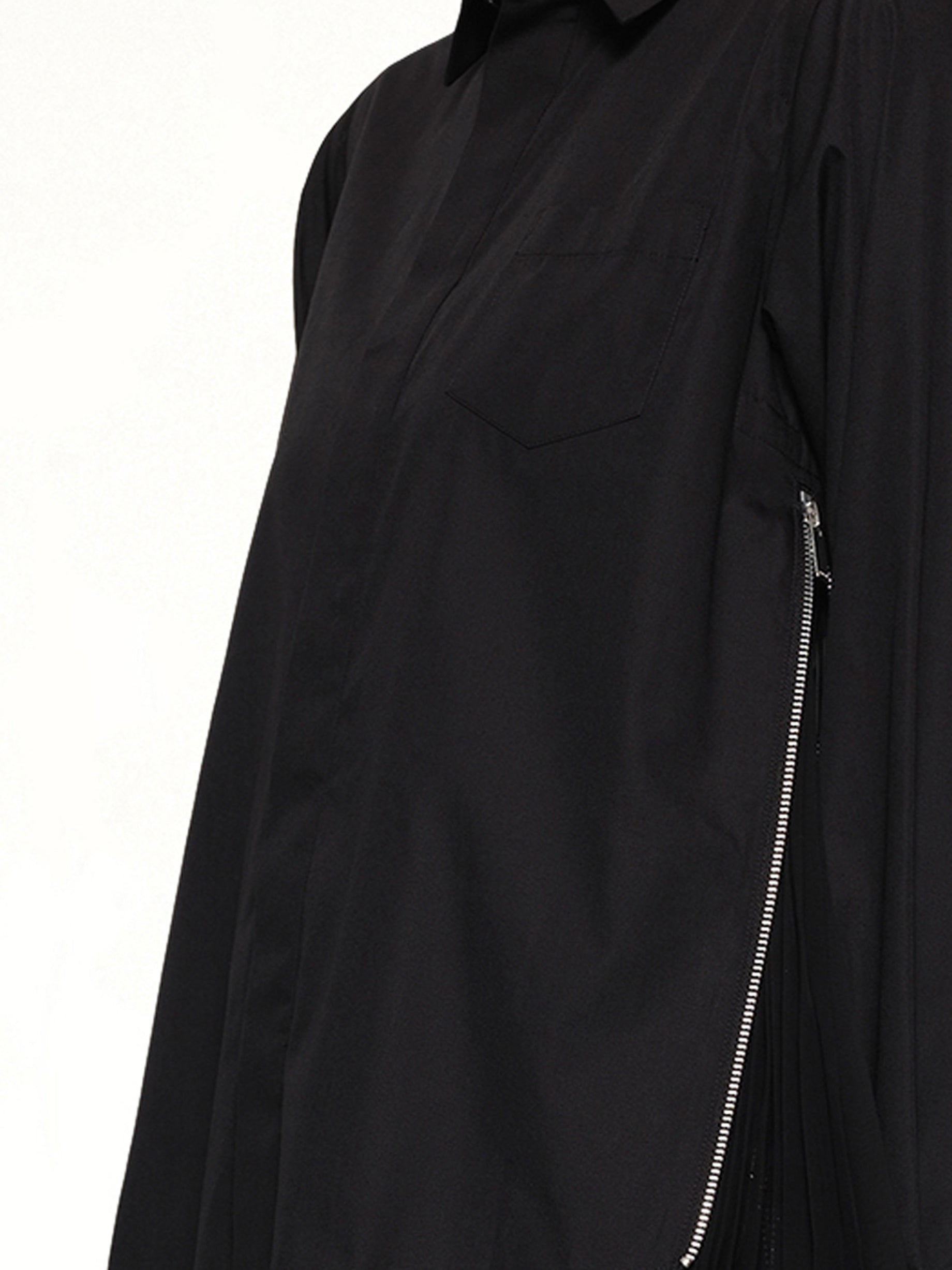 Poplin x Chiffon Shirt in Black - 3