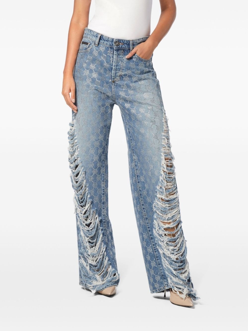 monogram strass jeans - 3