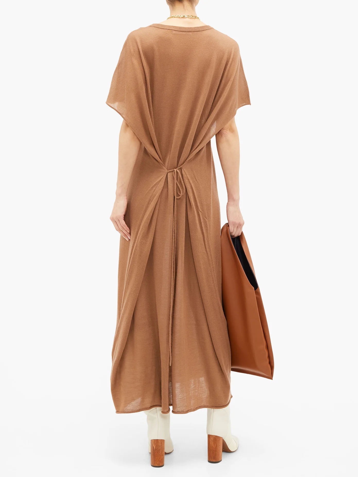 No.139 Caftan tie-back cashmere maxi dress - 5