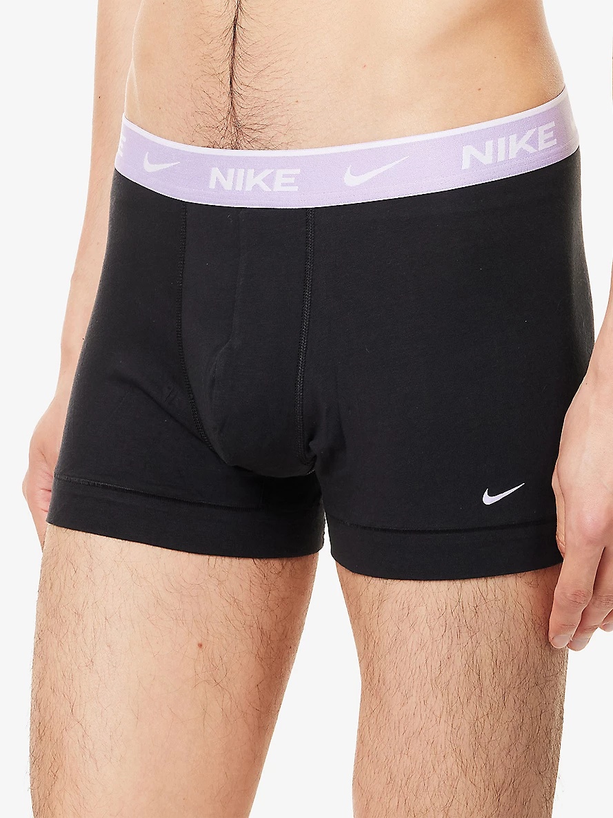 Mid-Rise Branded-Waistband Pack of Three Stretch-Cotton Trunks - 4
