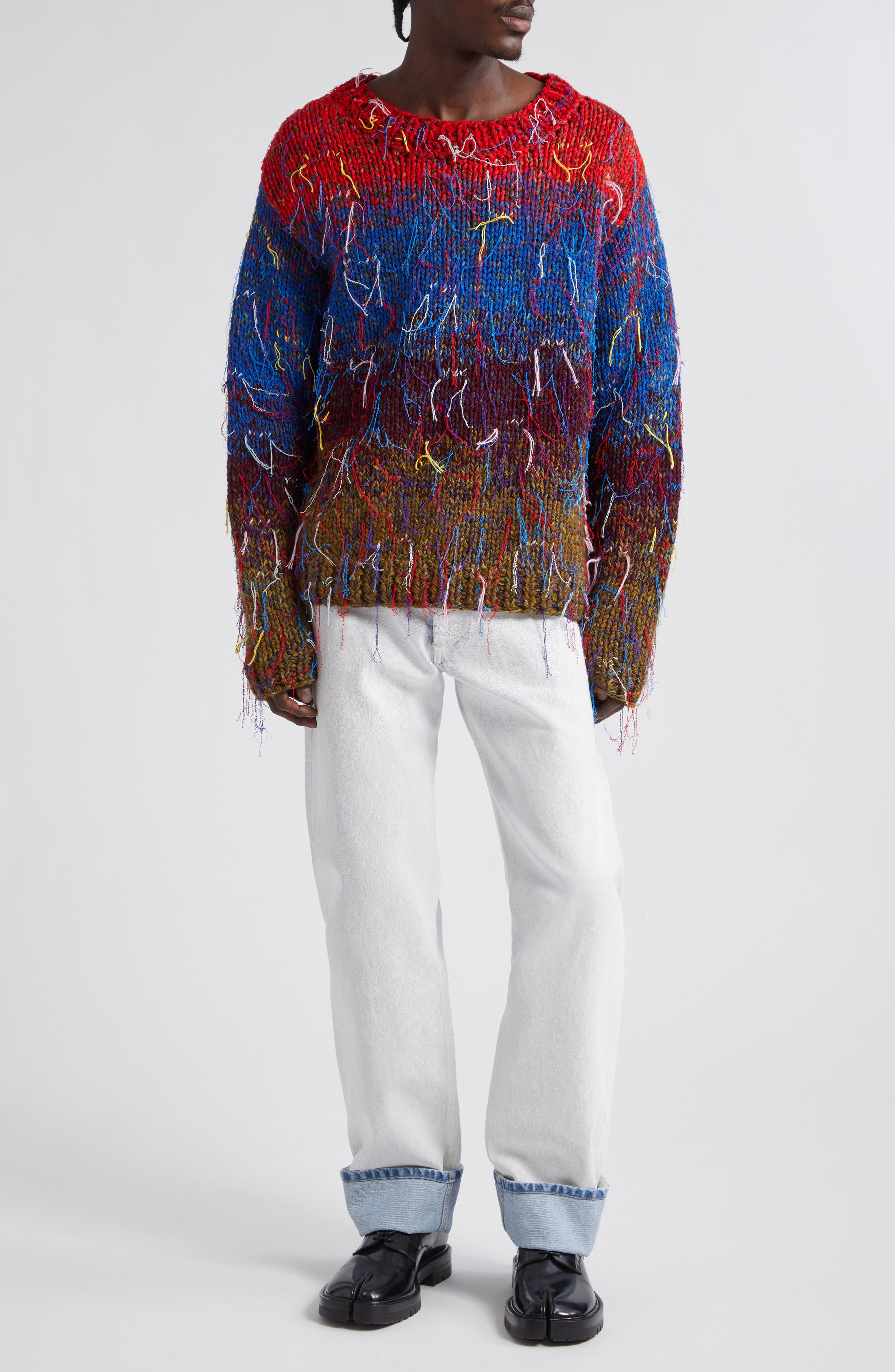 Maison Margiela Bianchetto Hand Painted Denim Jeans in White Paint at Nordstrom - 2