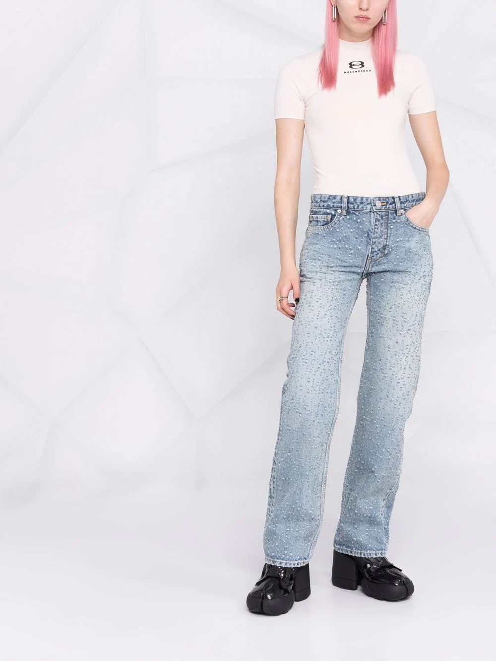 distressed straight-leg jeans - 2