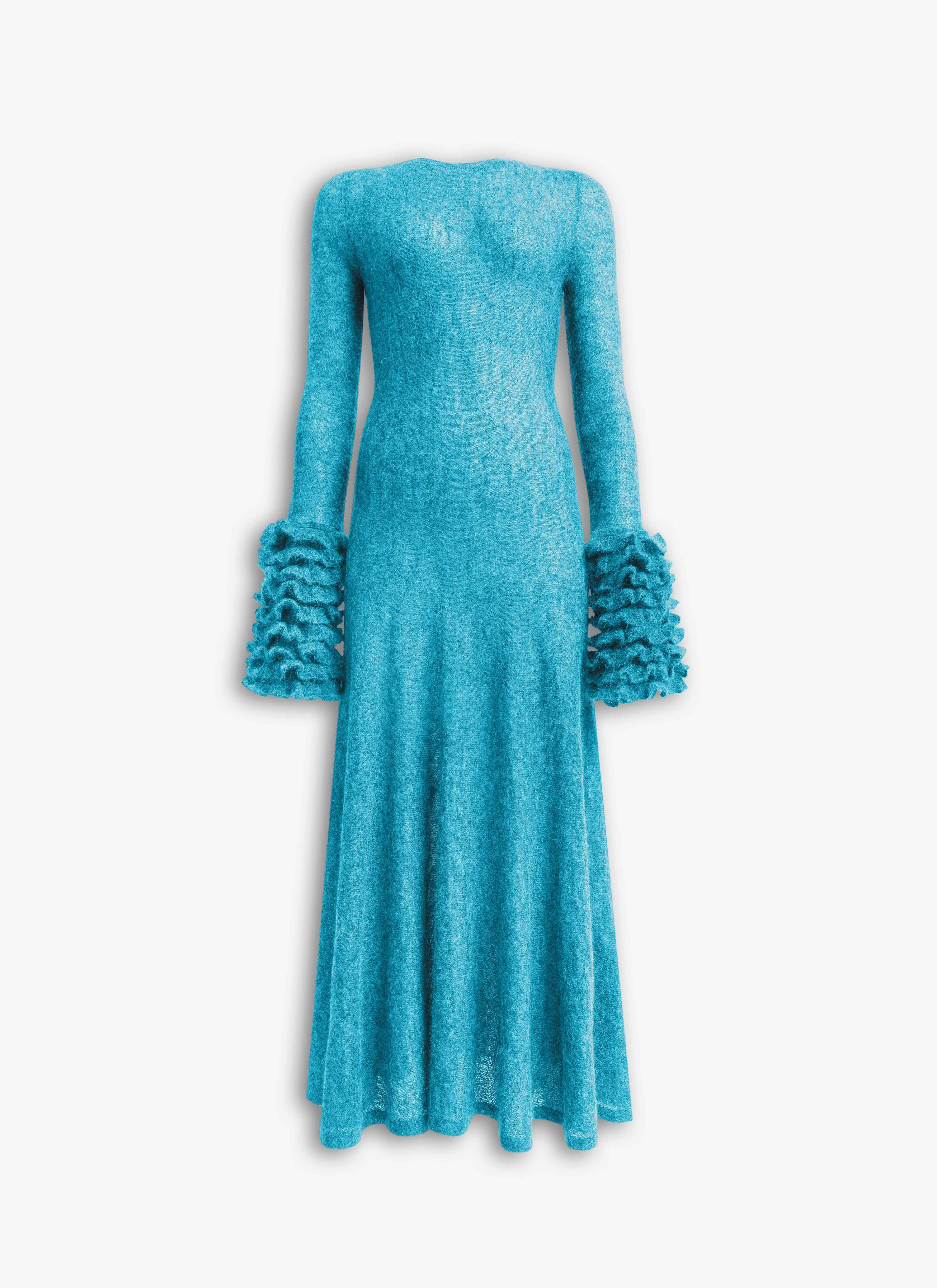 FRILLS MOHAIR KNIT DRESS - 1