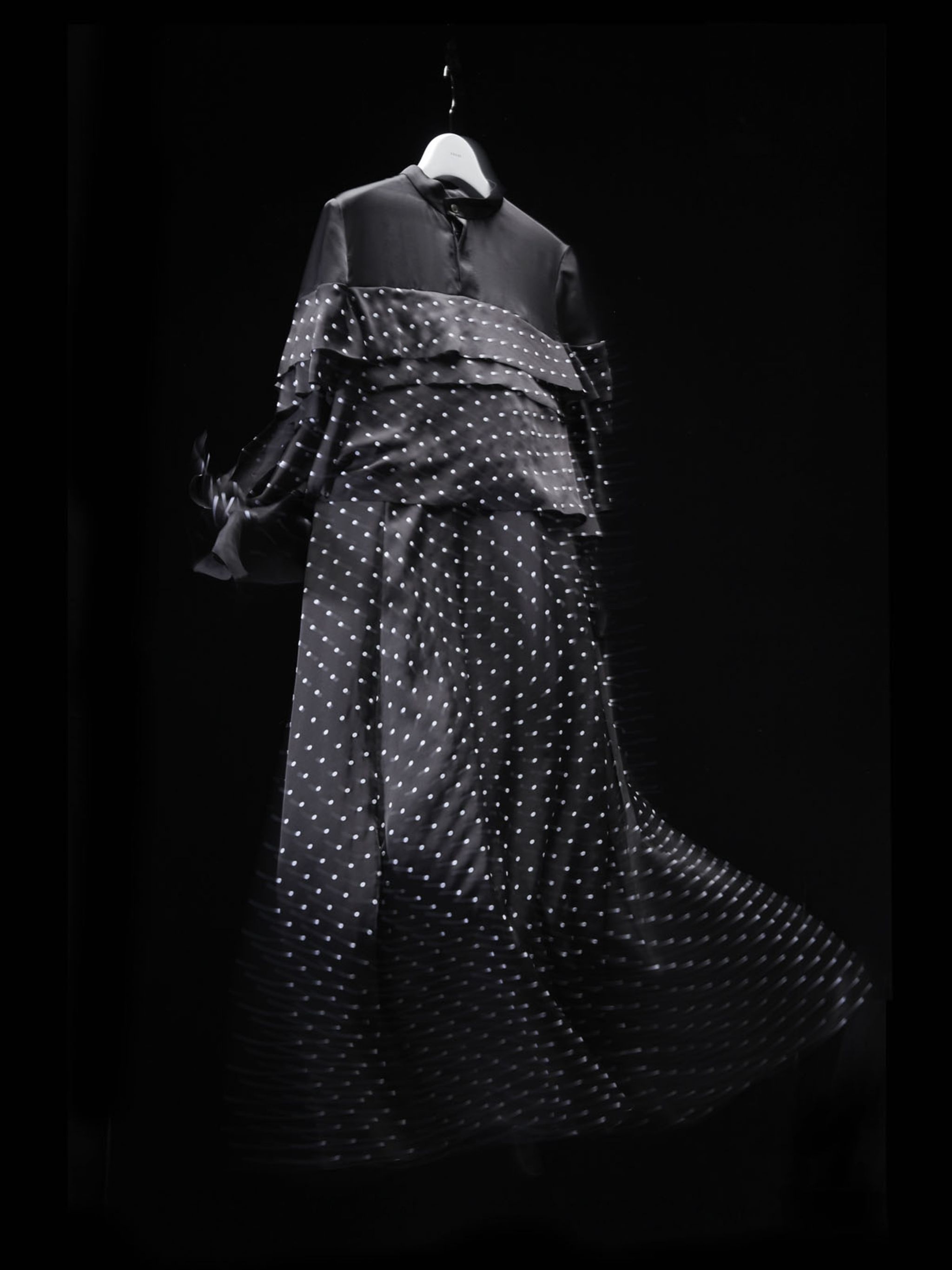 Polka Dot Flock Print Dress - 4