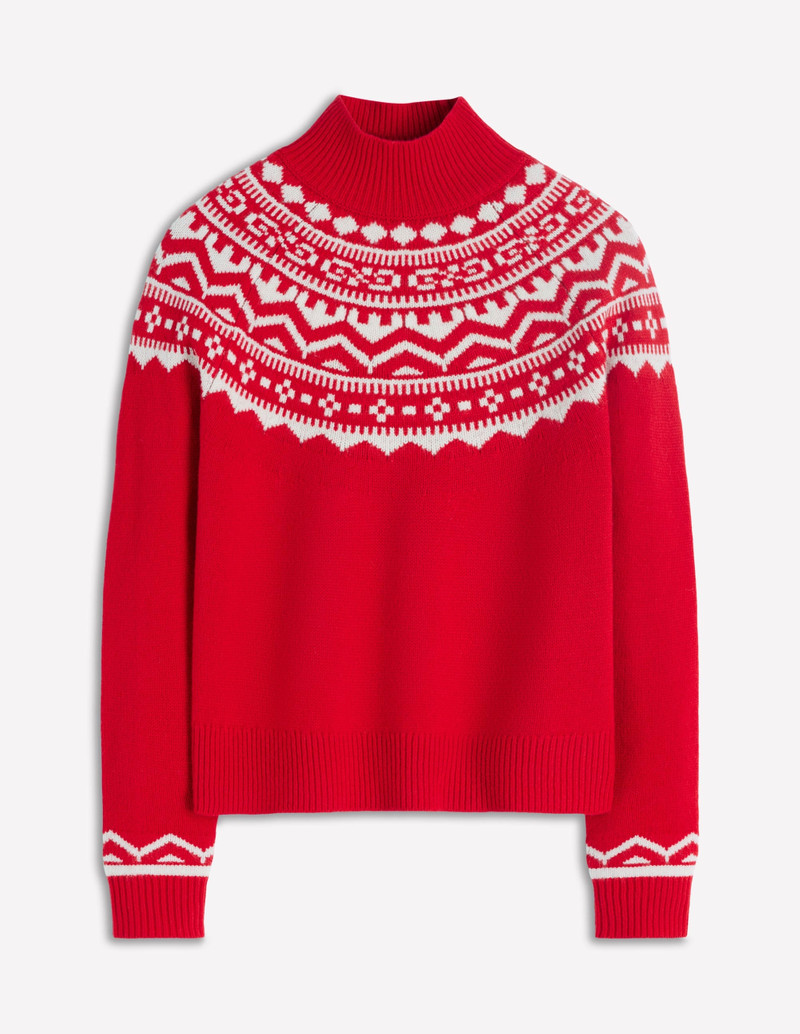 Marion Merino Rib Neck Sweater-Poppy Red Fair Isle 7