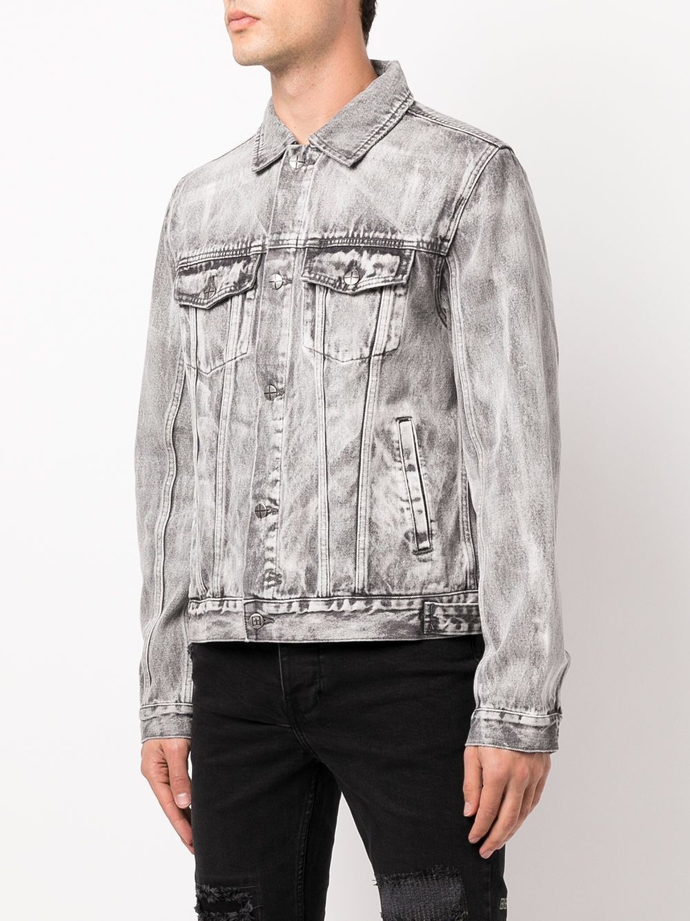 bleached-effect denim jacket - 3