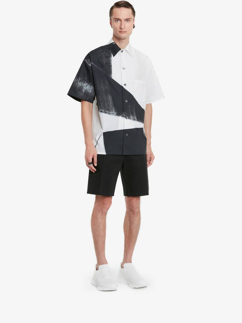 Men's Brushstroke Hawaiian Shirt in Black/white 3