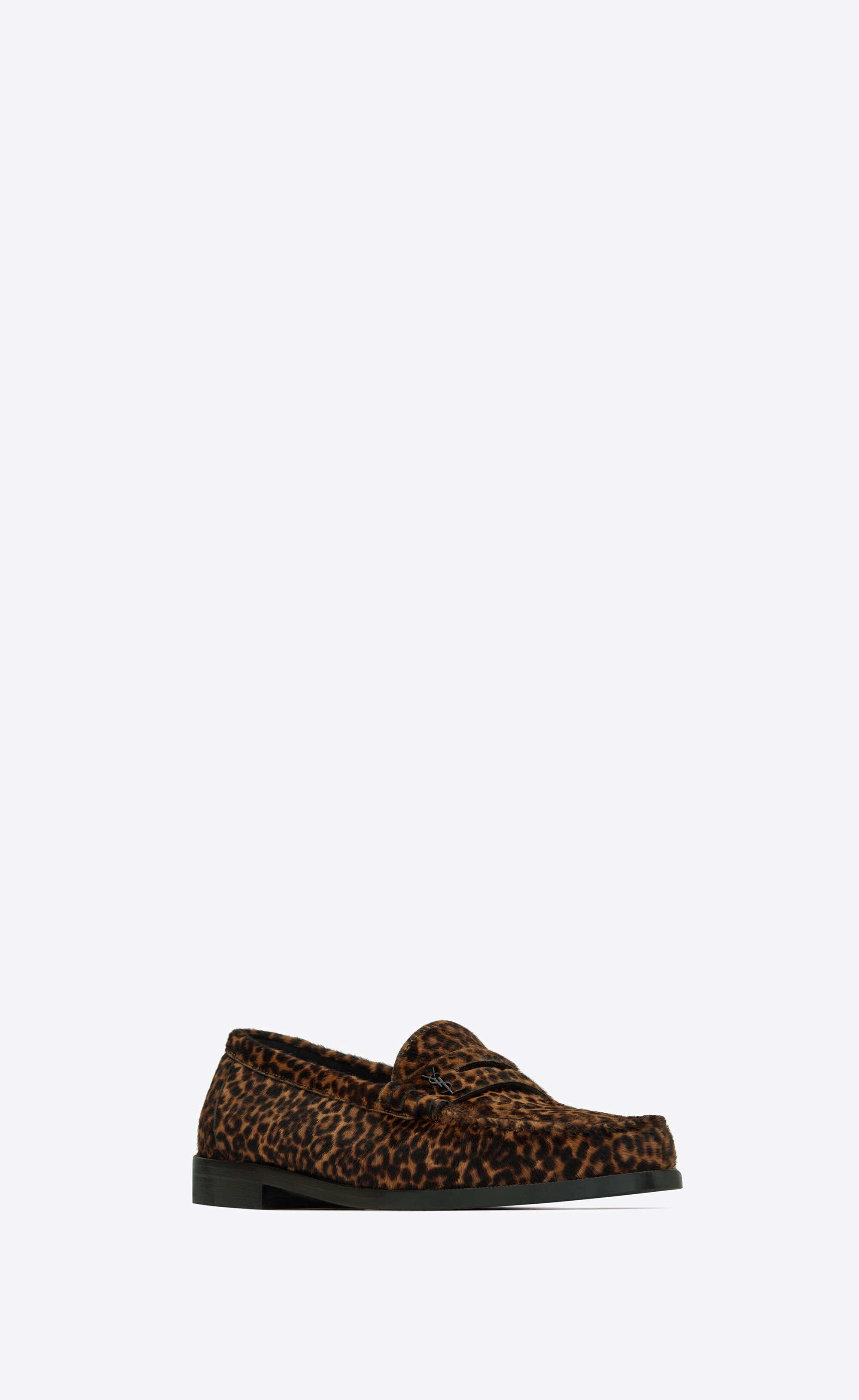 le loafer monogram penny slippers in leopard-print pony-effect leather - 3