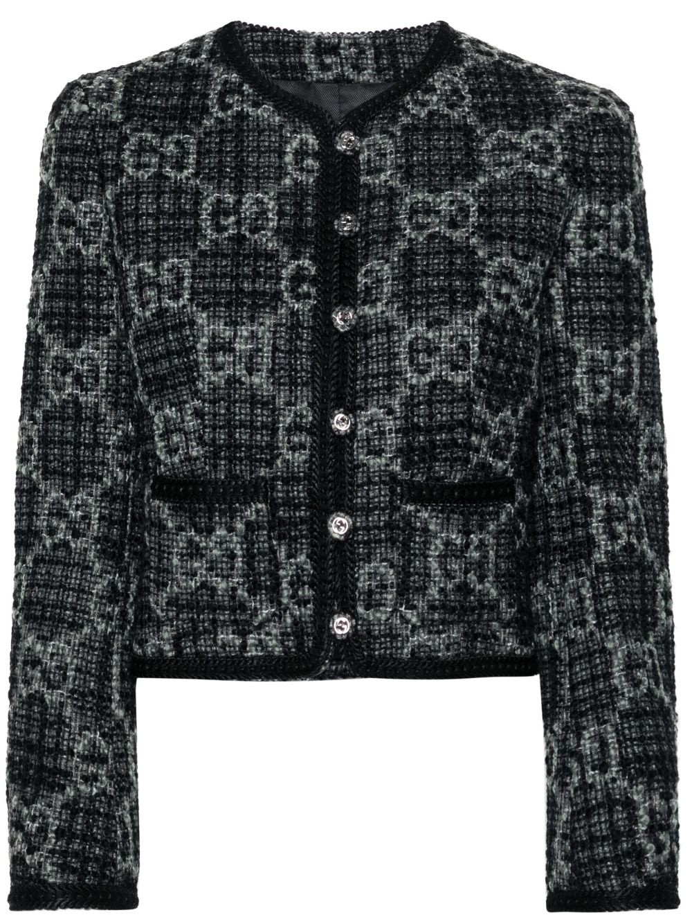 GG-pattern tweed jacket - 1