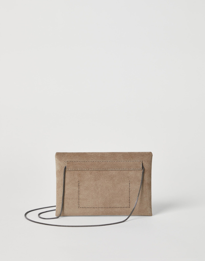 Brunello Cucinelli Suede envelope bag with precious chain outlook
