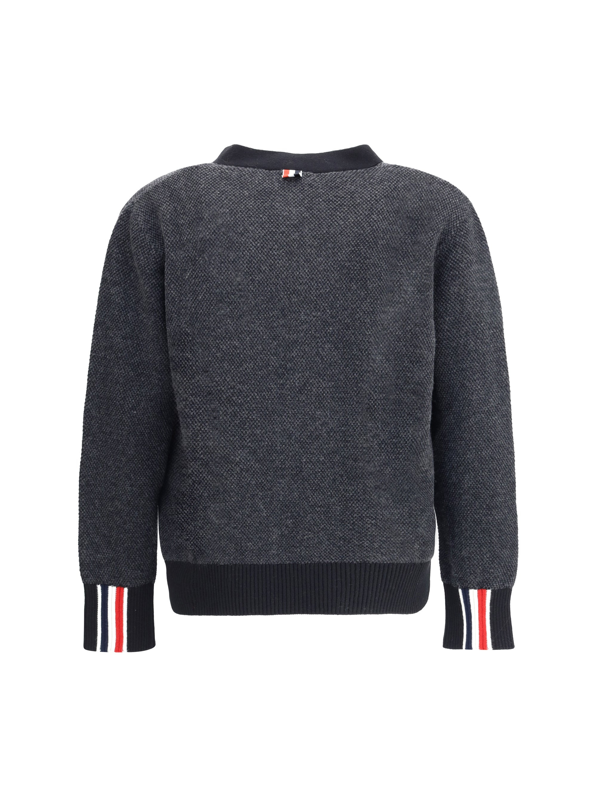 Thom Browne Men Textured Stitch V Neck Cardigan In Washe - 2
